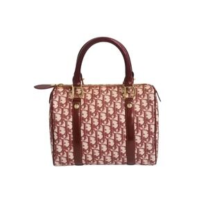 Christian Dior Speedy Boston Trotter Canvas Jacquard Handbag Red